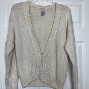 Vintage Oatmeal Knit Silk Angora Cardigan